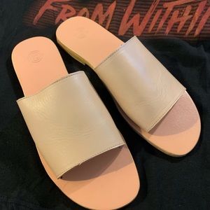 soft leather slides